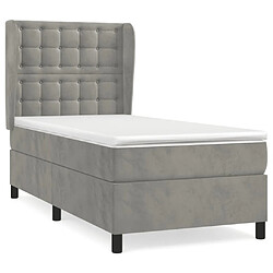 Maison Chic Lit Adulte - Lit simple Lit à sommier tapissier et matelas moelleux - Meuble de Chambre - Gris clair 100x200cm Velours -MN32851