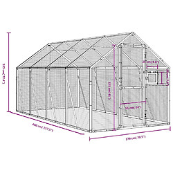 vidaXL Volière anthracite 1,79x4x1,85 m aluminium pas cher