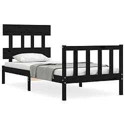 Maison Chic Lit adulte - Cadre de lit et tête de lit,Structure du lit Contemporain pour chambre noir 100x200 cm bois massif -MN62957