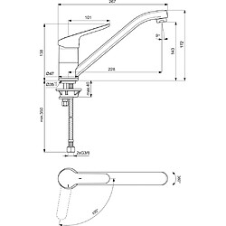 Ideal Standard ceraflex bc129aa Mitigeur monocommande à poser sur évier