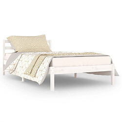 Maison Chic Lit adulte - Lit simple Cadre de lit,Structure du lit Contemporain Bois massif de pin 100x200 cm Blanc -MN80382