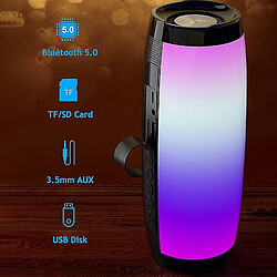 Acheter Universal Haut-parleurs portables Bluetooth colonne sans fil Bluetooth haut-parleur puissant high boombox basse basse hifi tf fm radio avec lumière LED