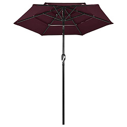 ComfortXL Parasol à 3 Niveaux Avec Mât En Aluminium Bordeaux 2 M