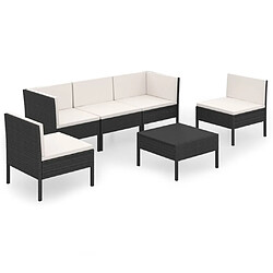 vidaXL Salon de jardin 6 pcs avec coussins résine tressée noir