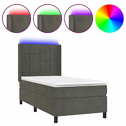 Sommier à lattes et matelas LED,Cadre à lattes de lit pour Adulte Gris foncé 90x190cm Velours -MN36632