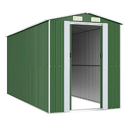 Helloshop26 Abri de jardin cabane cabanon maison de stockage remise extérieur hangar outils robuste 192 x 440 x 223 cm acier galvanisé vert 02_0022364/2