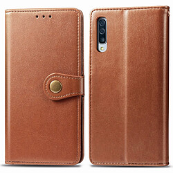 Wewoo Housse Coque Pour Galaxy A90 5G Rétro solide en cuir de couleur Boucle Etui de protection téléphone portable avec cadre photo et fente carte et porte-monnaie et support Brun