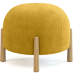 Acheter ICONIK INTERIOR Pouf Rond Tapissé en Velours Côtelé avec Pieds en Bois Naturel - Marrakesh Vin