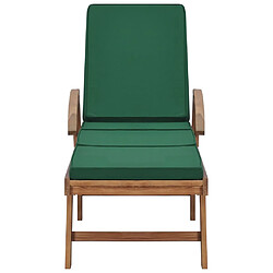 Avis Helloshop26 Lot de 2 transats chaise longue bain de soleil lit de jardin terrasse meuble d'extérieur avec coussins bois de teck solide vert 02_0012156