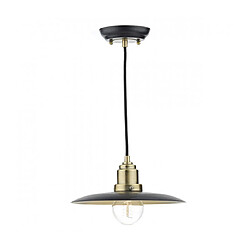 Luminaire Center Suspension Hannover verre noir et laiton antique 1 ampoule