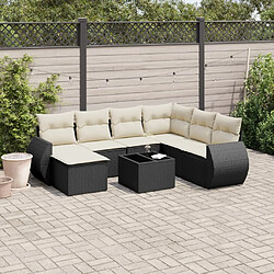 vidaXL Salon de jardin 8 pcs avec coussins noir résine tressée 