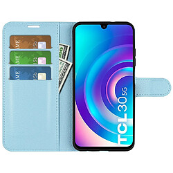 Etui en PU texture litchi avec support, bleu pour votre TCL 30 5G