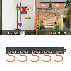 Avis Mop Balai Titulaire Métal Fer Mur Monté Garage de Stockage Organisateur Outils Lourds Cintre avec 5 Crochets pour La Maison Salle de Bains jardin