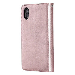 Avis Wewoo Housse Coque Pour iPhone XR Étui de protection à rabat horizontal de couleur unie avec support et fentes cartes et portefeuille et cadre photo et lanière or rose