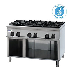 Piano de cuisson - Top 6 feux vifs gaz sur placard ouvert 40 kW - gamme 900 - Tecnoinox