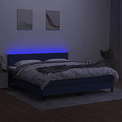 Acheter Maison Chic Lit adulte- Lit + matelas,Sommier à lattes de lit avec matelas LED Bleu 160x200 cm Tissu -GKD82769