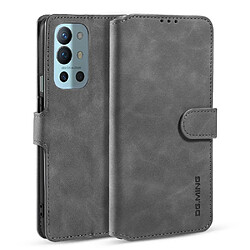 Dg.Ming Etui en PU + TPU style vintage avec support gris pour votre OnePlus 9R