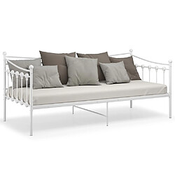 Avis vidaXL Cadre de canapé-lit sans matelas blanc métal 90x200 cm