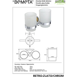 Bemeta - Maison De La Tendance Porte-verre double RETRO en chrome-or + 2 verres 16x10,5x9 cm