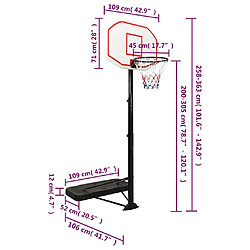 vidaXL Support de basket-ball Blanc 258-363 cm Polyéthylène pas cher