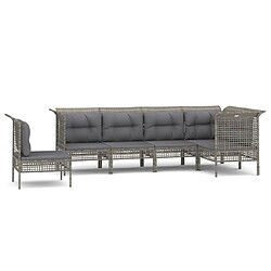 Maison Chic Salon de jardin 6 pcs + coussins - Mobilier/Meubles de jardin - Table et chaises d'extérieur Gris Résine tressée -MN12387