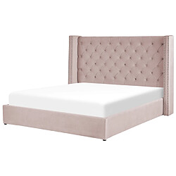 Acheter Beliani Lit avec coffre en velours rose 180 x 200 cm LUBBON