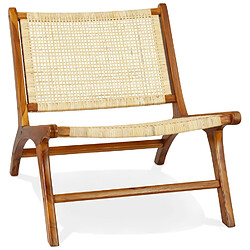 Alterego Fauteuil lounge 'FIGARO' en bois de Teck et rotin naturel