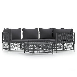 Maison Chic Salon de jardin 5 pcs avec coussins - Table et chaises d'extérieur - Mobilier/Meubles de jardin Moderne anthracite acier -MN31330