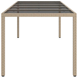 Avis vidaXL Table de jardin Beige 250x100x75 cm Verre trempé et poly rotin