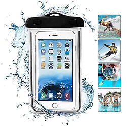 Universal Sac imperméable de téléphone portable, écran tactile imperméable HD transparent double face, noir noir