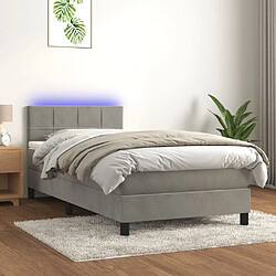 Sommier à lattes LED,Cadre à lattes de lit avec matelas pour Adulte Gris clair 100x200 cm -MN76372