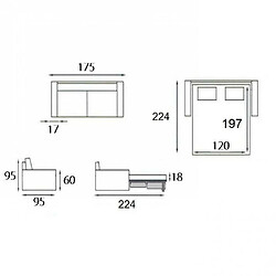 Acheter Inside 75 Canapé lit 2-3 places MASTER convertible EXPRESS 120 cm Tweed Cross noir MATELAS 18 CM INCLUS