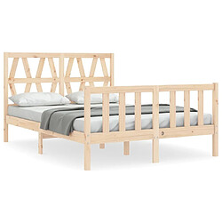 Maison Chic Cadre/structure de lit avec tête de lit pour adulte - Lit Moderne Chambre 120x200 cm bois massif -MN64277 