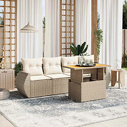 vidaXL Salon de jardin avec coussins 5 pcs beige résine tressée