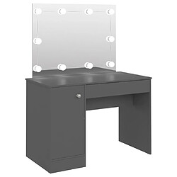 vidaXL Table de maquillage avec éclairage LED 110x55x145 cm MDF Gris