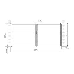 Vente-Unique Portail battant aluminium plein L397 x H181 cm anthracite - NAZARIO pas cher