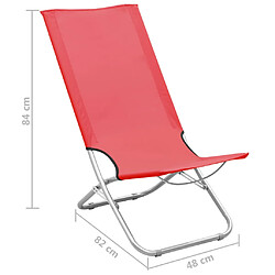 vidaXL Chaises de plage pliables lot de 2 Rouge Tissu pas cher