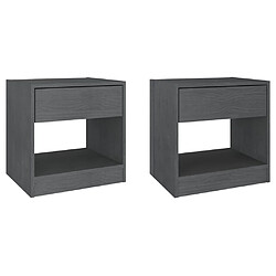 vidaXL Tables de chevet 2 pcs Gris 40x31x40 cm Bois de pin massif