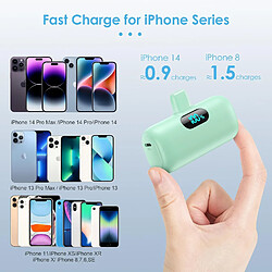 SANAG Mini Batterie Externe Pour Iphone 5000Mah, M À Niveau 15W Pd 3.0A Charge Rapide,Compact Et Léger Power Bank Écran Lcd Chargeur Portable Compatible Avec Iphone 14/14 Pro /13/12/11/X/8-Vert Clair