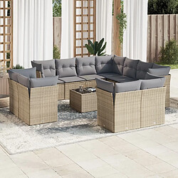 Maison Chic Salon de jardin avec coussins 12 pcs | Ensemble de Table et chaises | Mobilier d'Extérieur beige résine tressée -GKD34990