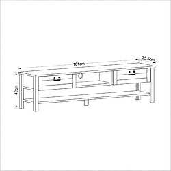 Avis Helloshop26 Meuble TV à portes 42 x 161 x 35,5 cm blanc patiné / effet chêne 03_0007760