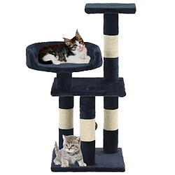 Helloshop26 Arbre à chat griffoir grattoir niche jouet animaux peluché en sisal 65 cm bleu 3702053