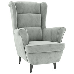 vidaXL Fauteuil gris clair velours