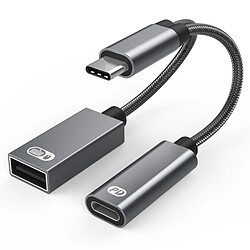 INF USB-C mâle vers USB femelle + prise de charge USB-C PD et adaptateur OTG USB 2.0