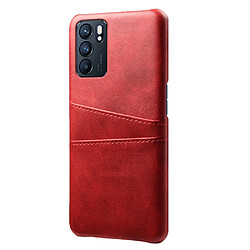 Coque en TPU + PU avec double porte-cartes rouge pour votre Oppo Reno6 5G