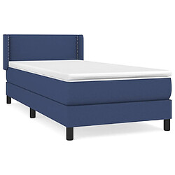 Maison Chic Structures de lit + matelas,Lit à sommier tapissier avec matelas Bleu 90x190 cm Tissu -MN63434