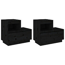 vidaXL Tables de chevet 2 pcs Noir 60x34x51 cm Bois de pin solide