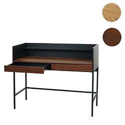 Mendler Bureau HWC-J79, table d'ordinateur de bureau, tiroir 120x50cm bois métal ~ aspect noyer