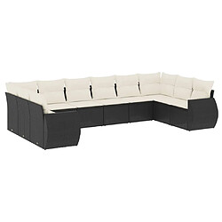 Maison Chic Salon de jardin 10 pcs avec coussins | Ensemble de Table et chaises | Mobilier d'Extérieur noir résine tressée -GKD60191