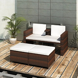 Maison Chic Salon de jardin 4 pcs + coussins - Mobilier/Meubles de jardin - Table et chaises d'extérieur Résine tressée Marron -MN79791